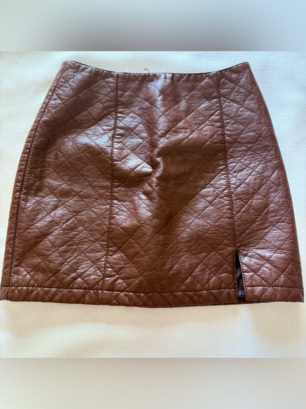 Forever 21 Quilted Faux Leather Mini Skirt Brown